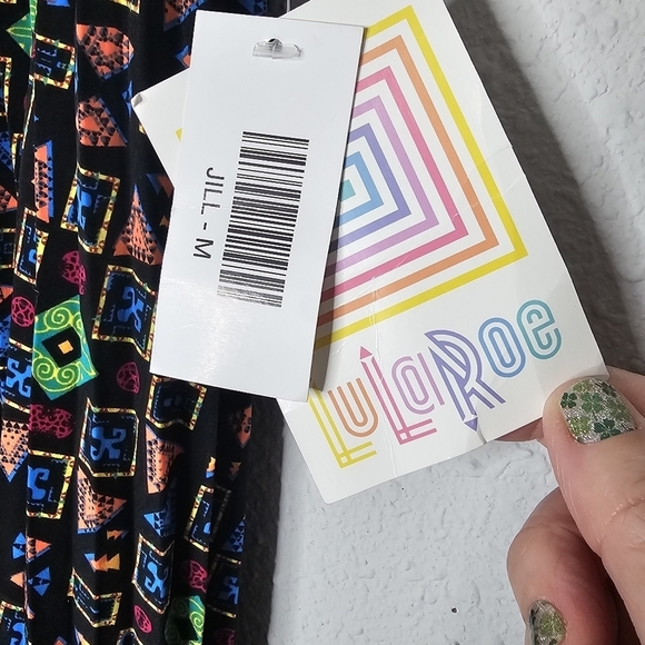 Lularoe Jill Pleated Accordion Skirt Geometric Black Multicolor Size M Medium - Picture 3 of 7